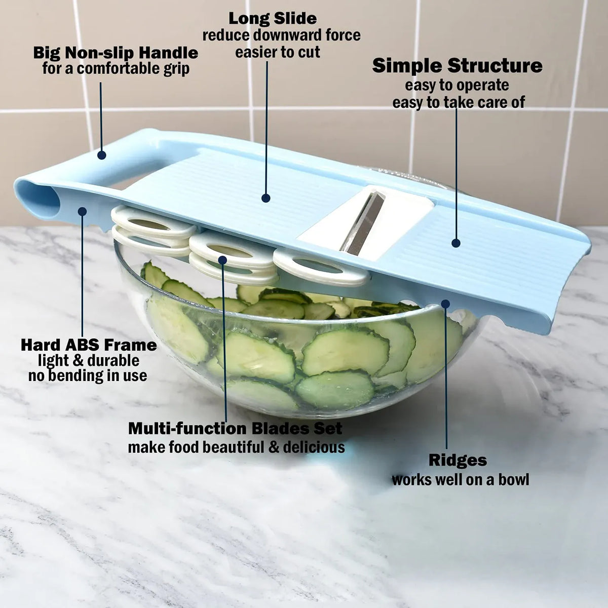 Mandoline 5 en 1 avec Lames Multiples pour Légumes et Fruits Mandoline