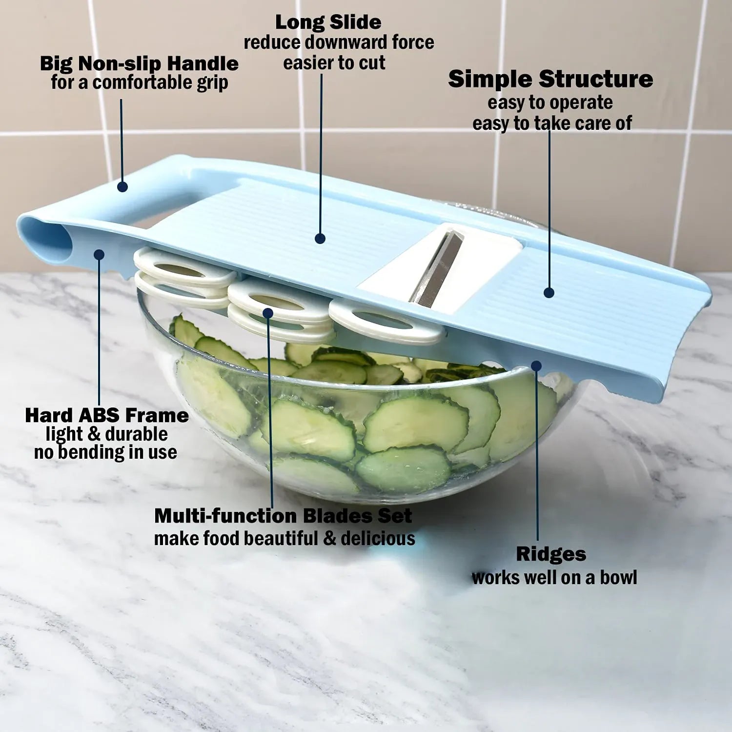 Mandoline 5 en 1 avec Lames Multiples pour Légumes et Fruits Mandoline