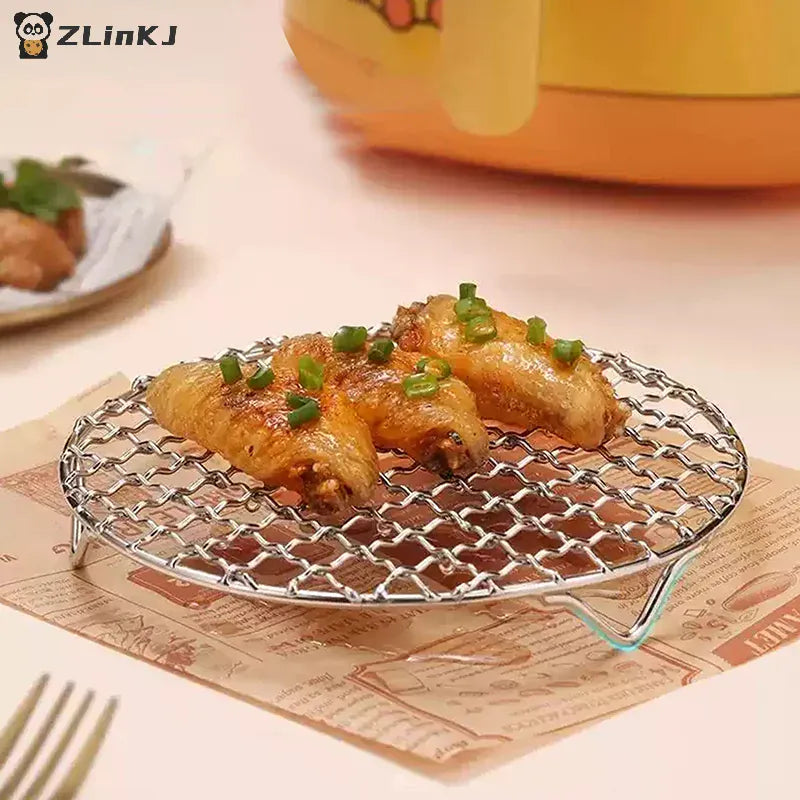 Grille Inox Air Fryer Rond Empilable - Rack de Cuisson Anti-corrosion Air Fryer