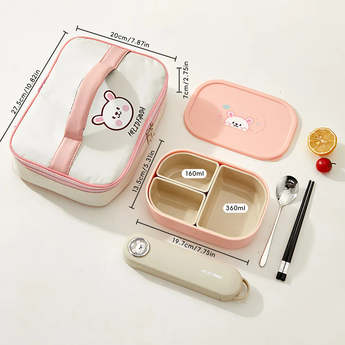 Ensemble Bento pour Enfant avec Sac Isotherme et Couverts Bento