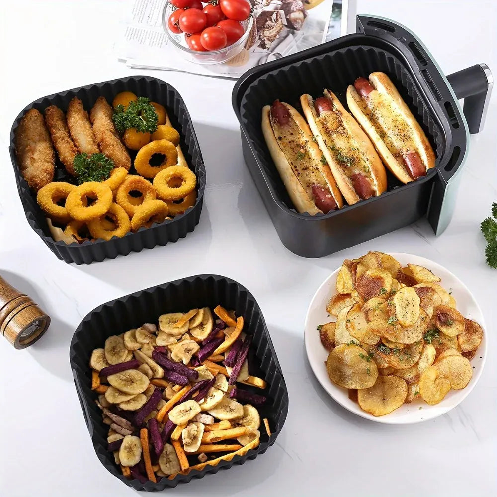 Moule Silicone Air Fryer Réutilisable Carré 25 cm - Antiadhésif Air Fryer