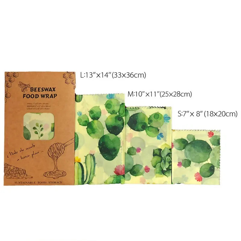 Film Alimentaire Réutilisable Cire d'Abeille Lot de 3 motifs fruités far