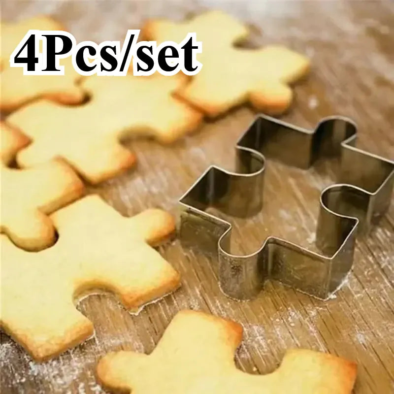 Emporte-pièces Puzzle en Acier Inoxydable - Set de 4 Pièces pour Biscuits emportepieces