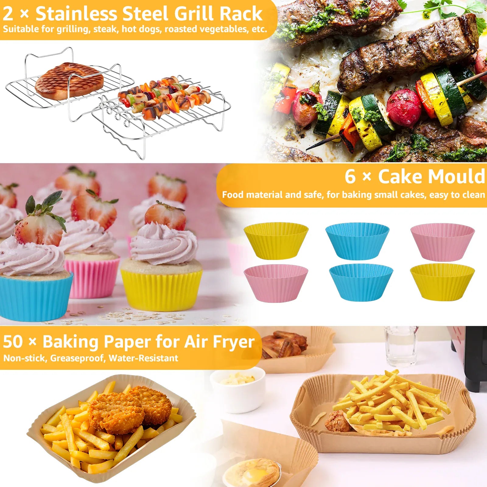 Kit Accessoires Friteuse Air Fryer - 20 Pièces Multifonctionnelles Air Fryer