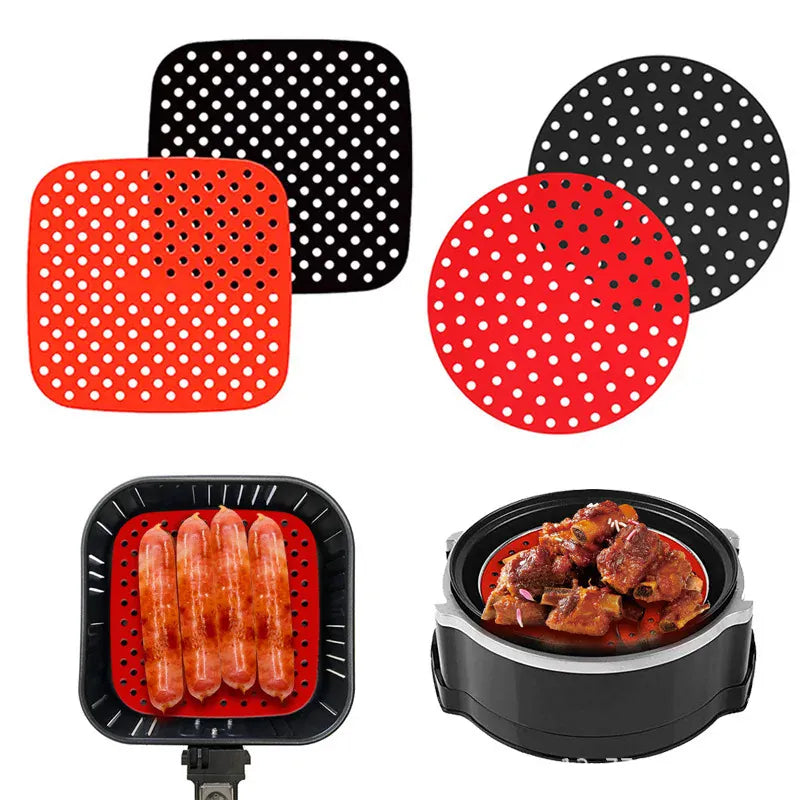 Moule Silicone Air Fryer Réutilisable - Lot de 2 Pièces Rondes Air Fryer