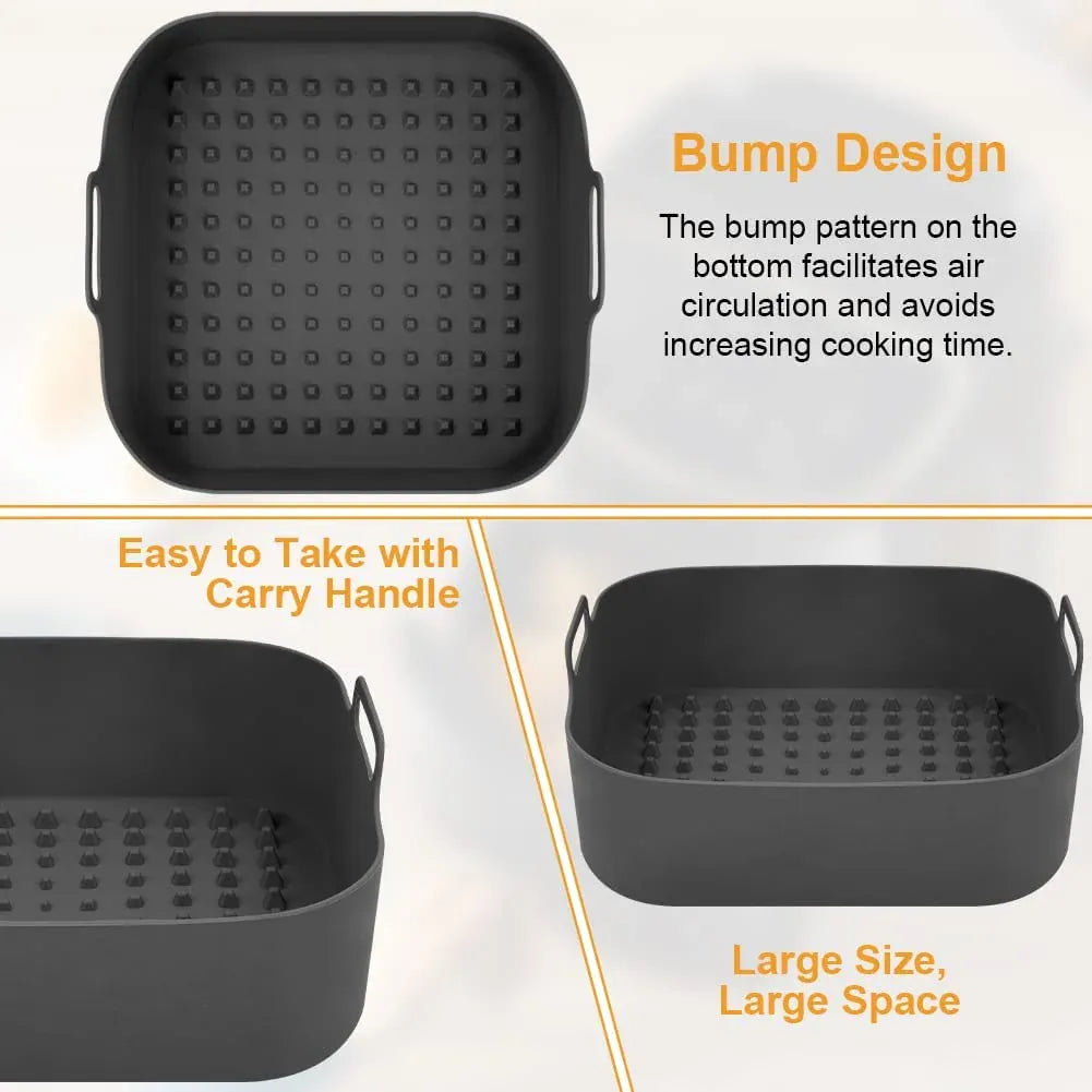 Moule Silicone Air Fryer Réutilisable Carré - Facile à Nettoyer Air Fryer
