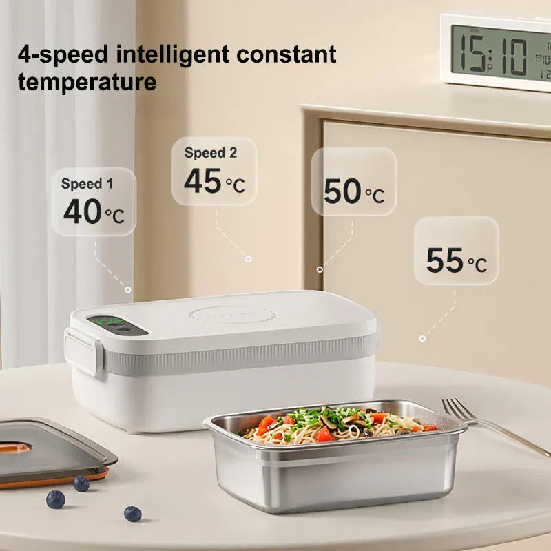 Lunch Box Chauffante Sans Fil 14000mAh — Bac Inox 304 1L, 4 Températures, Minuterie lunchboxchauf