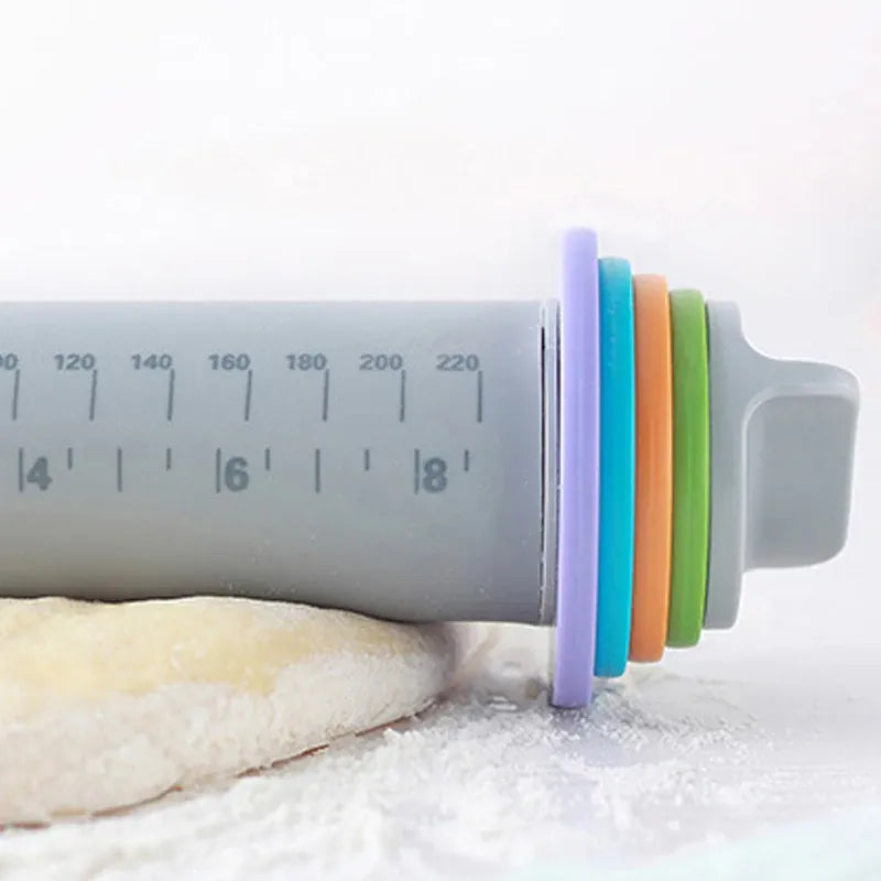 Rouleau à pâtisserie en silicone ajustable avec anneaux d'épaisseur interchangeables rouleaupatisserie