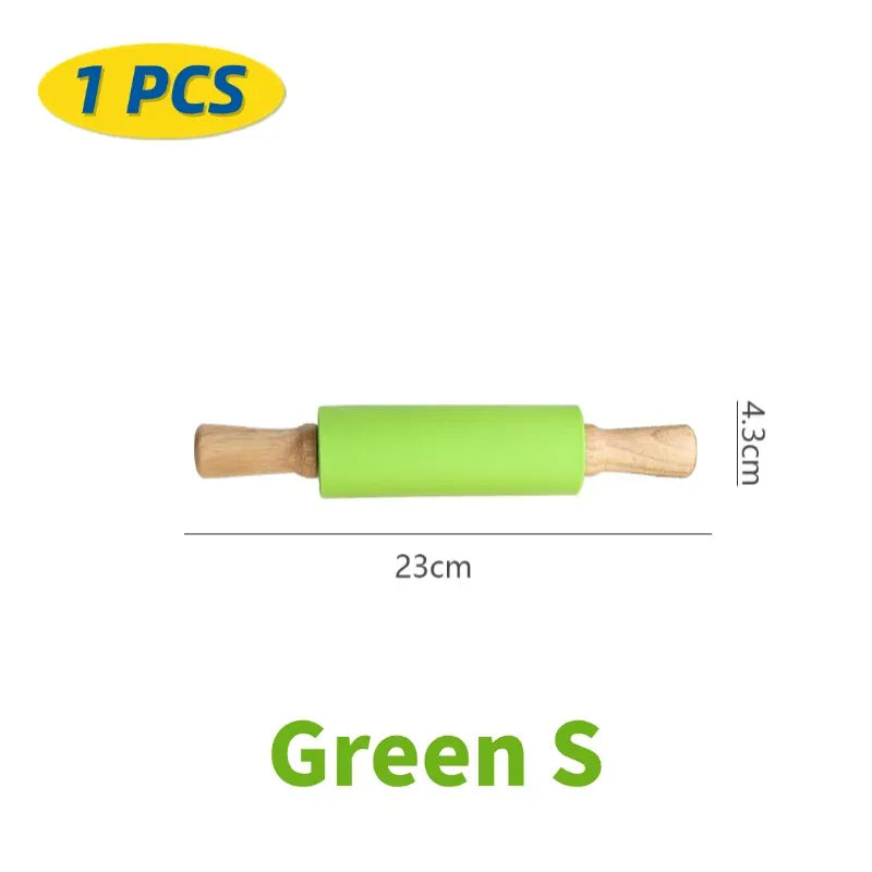 Rouleau à pâtisserie en silicone non-adhérent avec poignées en bois - Set de 14 pièces rouleaupatisserie