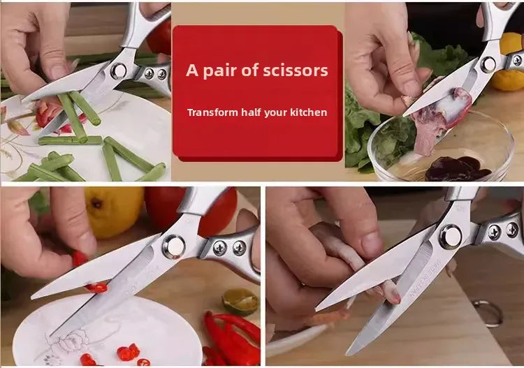 Ciseaux de cuisine inox multifonctionnels pour viande et os ciseaux