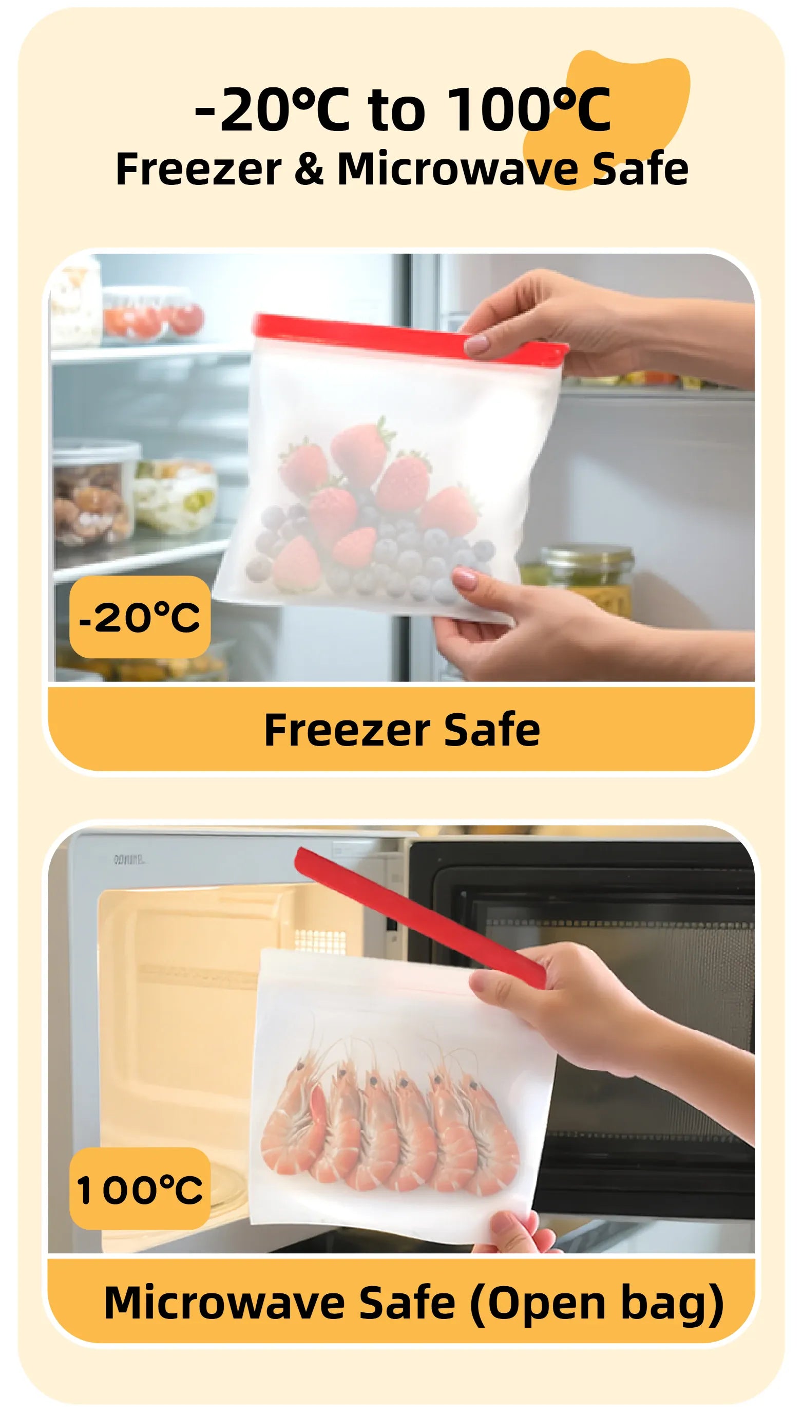 Sachets Silicone Réutilisables Hermétiques - Lot de 2 Pièces