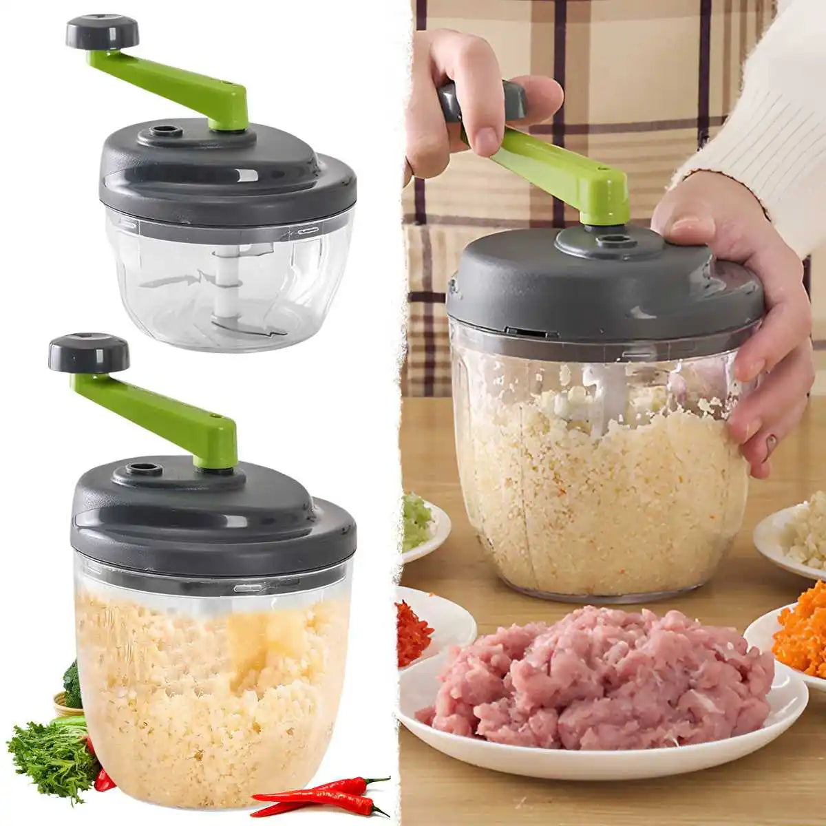 Hachoir Manuel 520ml pour Viande et Légumes avec Poignée Ergonomique hachoir manuel