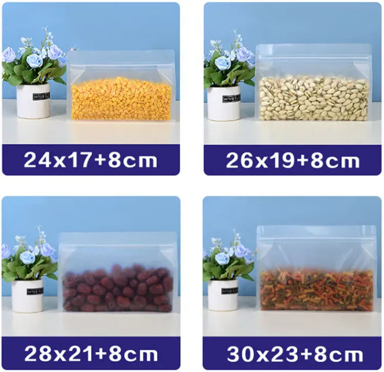 Sachets Zip Alimentaires Opacité Matte - Lot de 50 Pièces 14x20cm