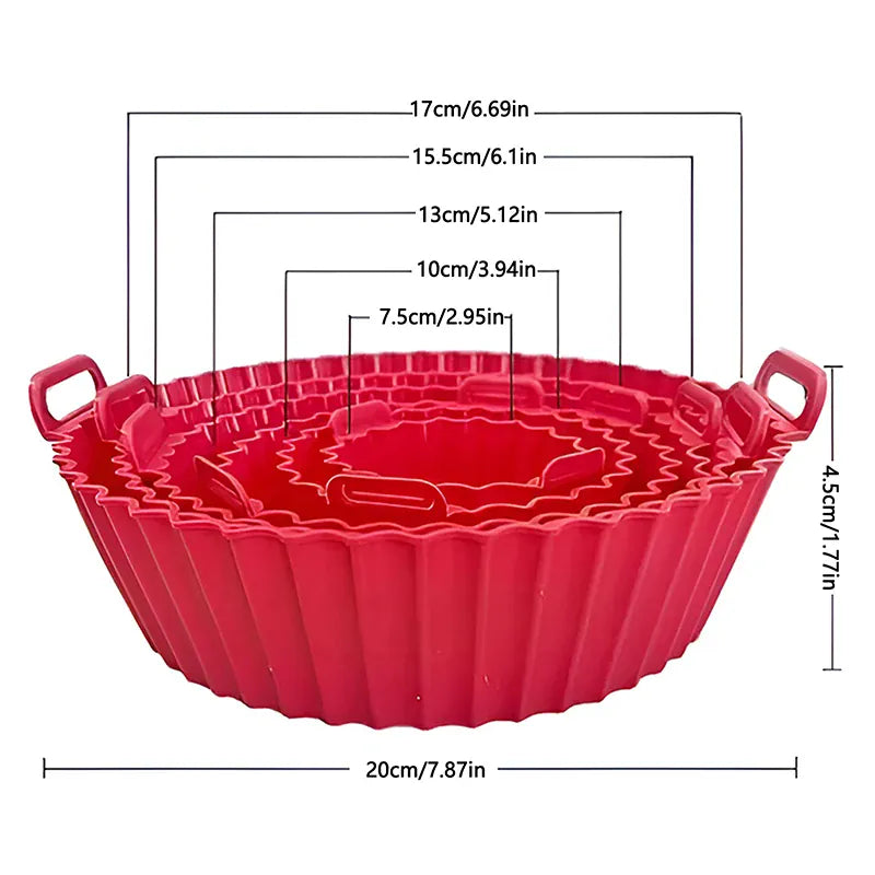 Moule Silicone Réutilisable Air Fryer - Lot de 4 Pièces Colorées Air Fryer