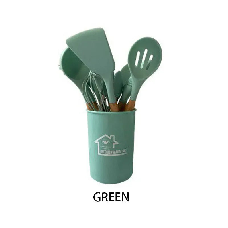 Set Ustensiles Silicone 12 pièces Cuisine | Résistants à la chaleur spatule en silicone