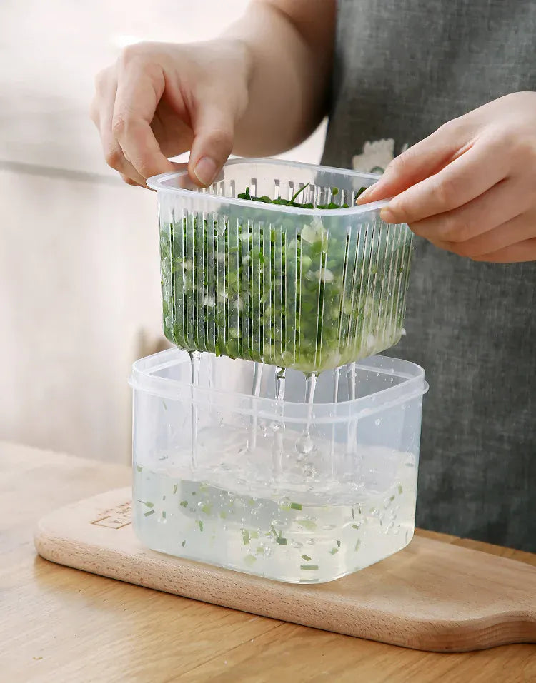 Bac de Conservation Fruits et Légumes avec Grille Égouttoir 1L