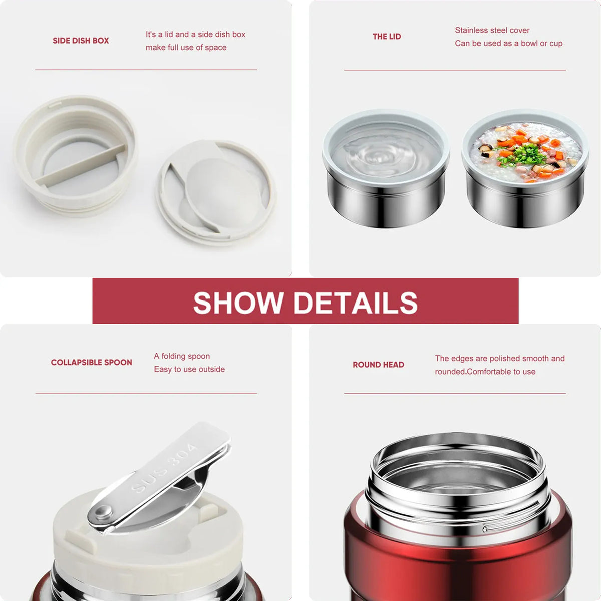 Thermos Alimentaire Inox 750ml | Conteneur Soupe avec Cuillère lunchbox