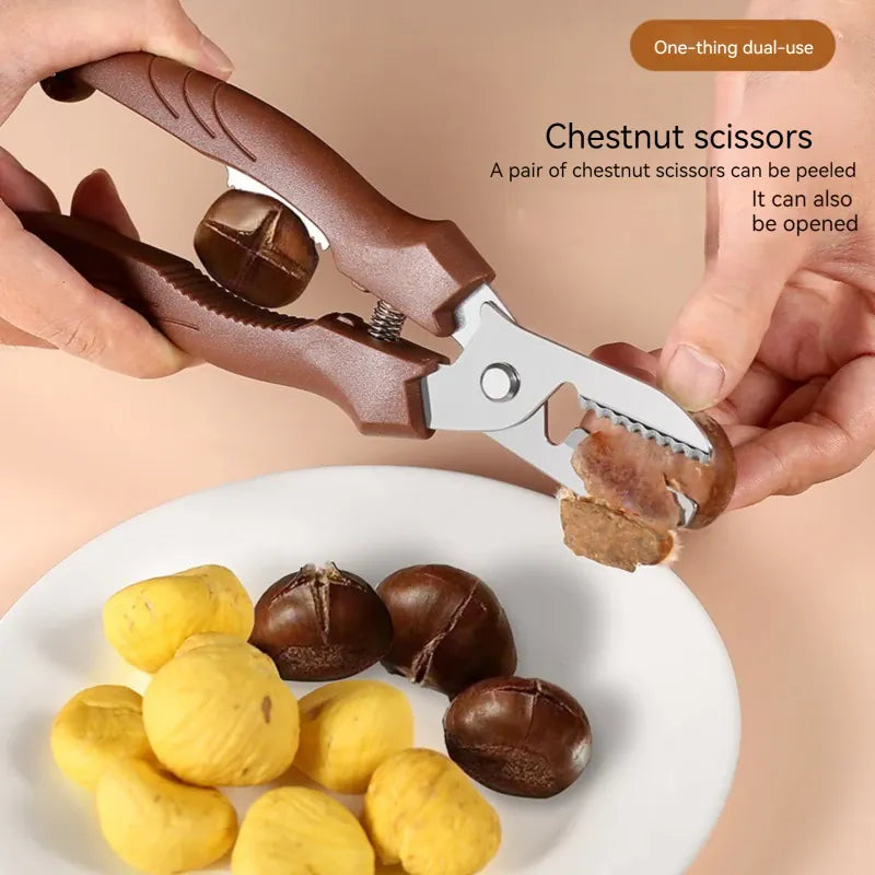 Ciseaux de cuisine multifonctions en acier pour éplucher châtaignes ciseaux