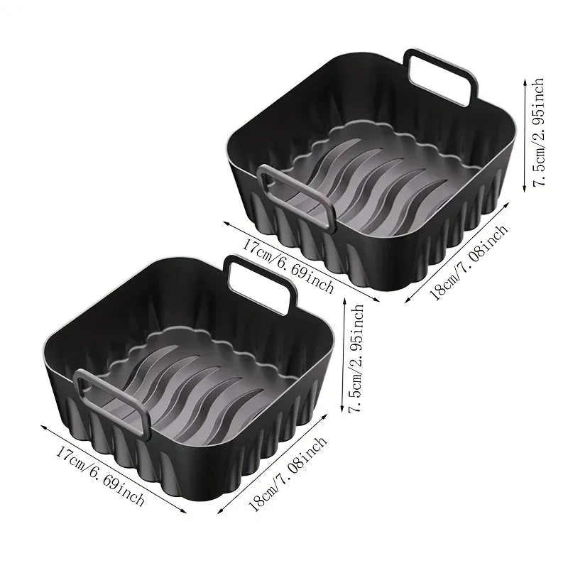 Moule Silicone Air Fryer Réutilisable Carré 20cm - Lot de 2 Pièces Air Fryer