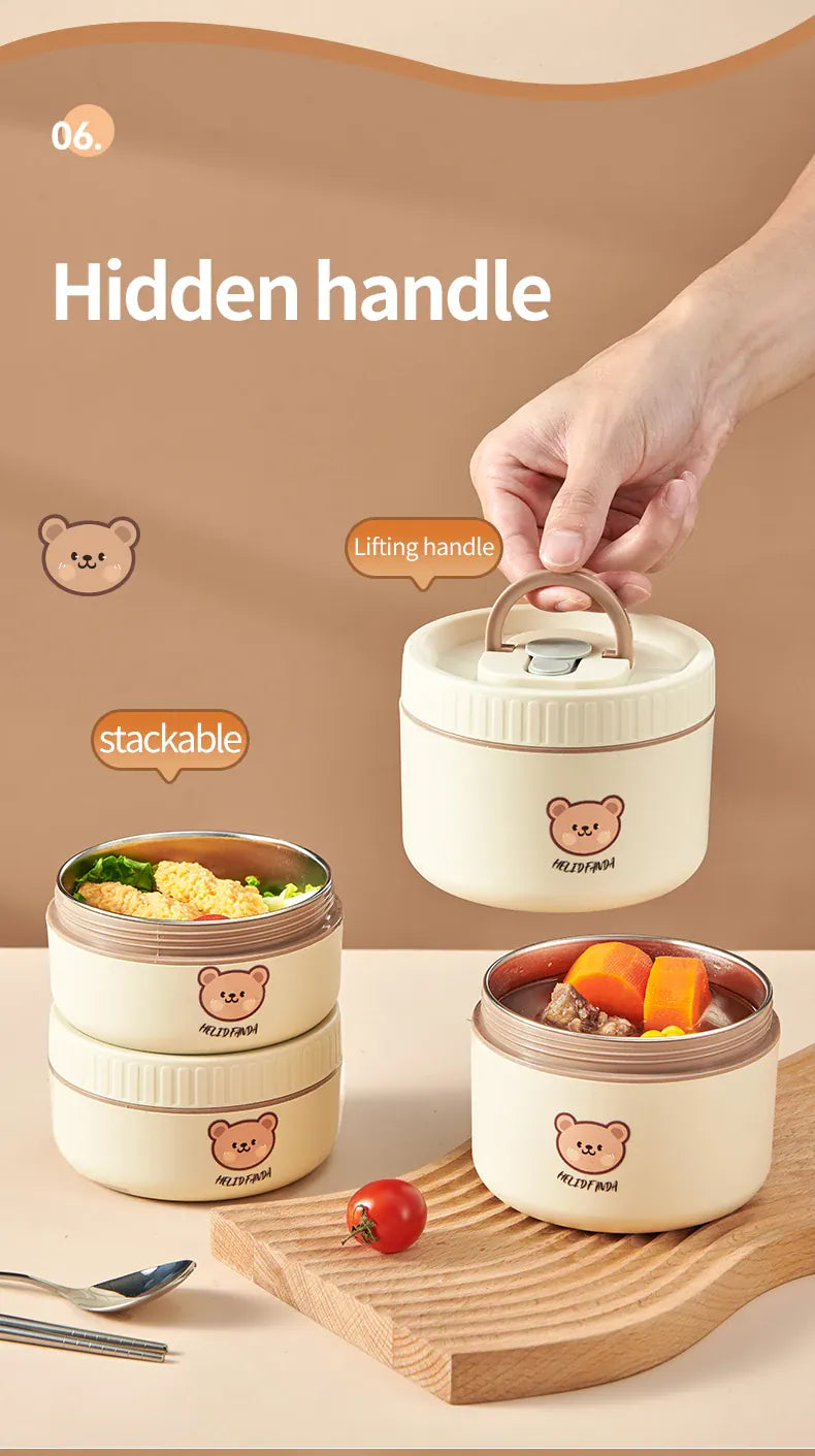 Ensemble de 4 Lunchbox cylindriques isothermes pour enfants (2 litres) Lunchbox