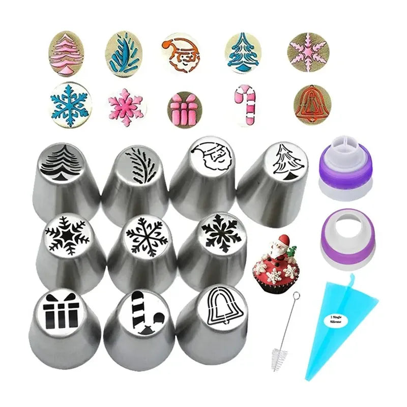 Douilles à pâtisserie en inox 13 pièces avec poches à douille décoratives douillepoche
