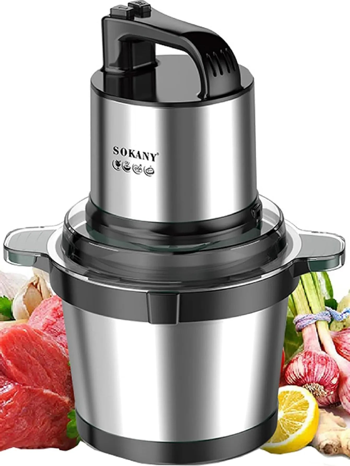Hachoir Électrique 800W Bol Inox — 4 Lames, 2 Vitesses, Viandes et Légumes hachoir electrique