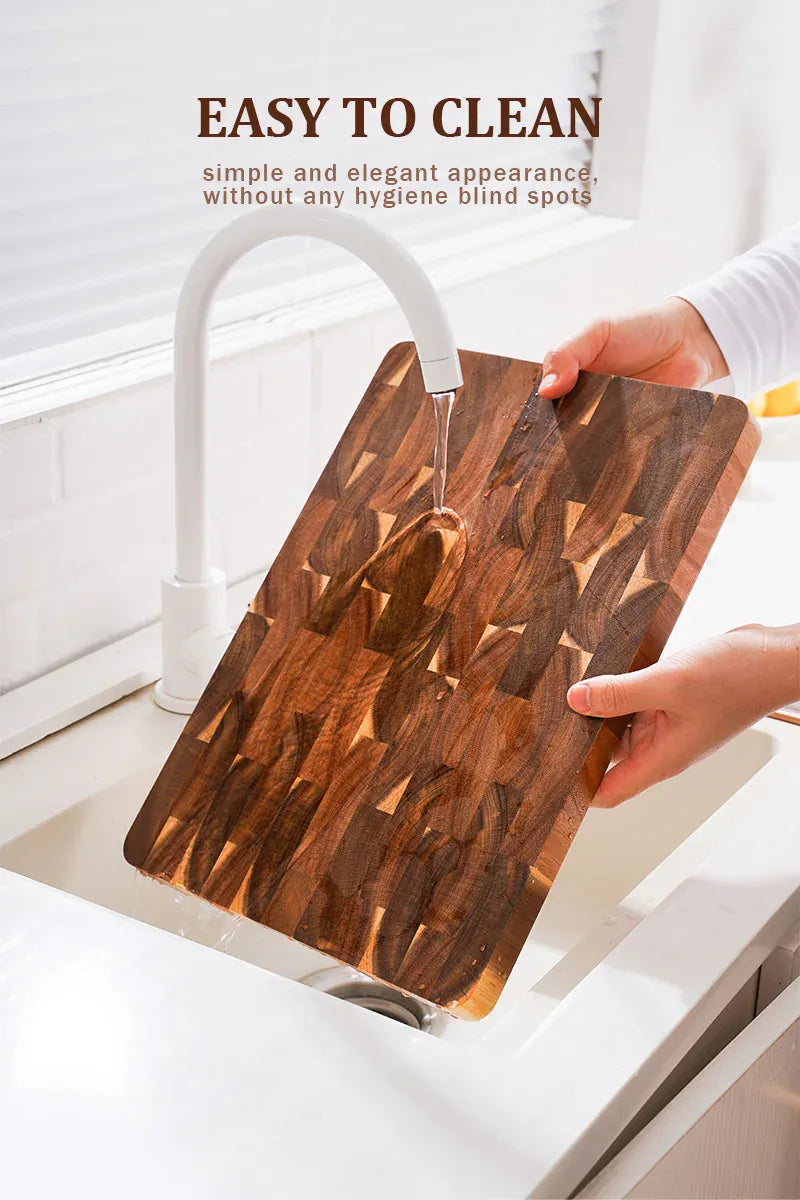 Planche à Découper en Acacia Massif 39 × 27,5 cm Grain Debout avec Poignées planche a decouper en bois