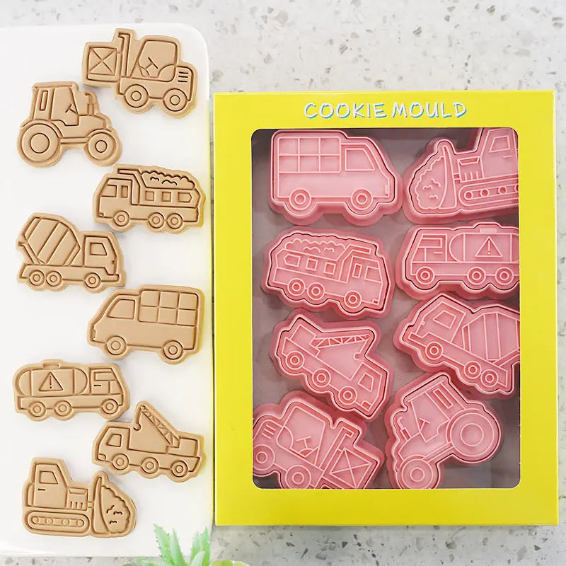 Emporte-pièces de pâtisserie - Set de 8 camions en plastique 3D emportepieces