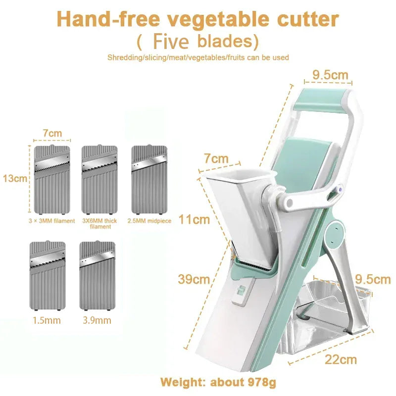 Mandoline Multifonction 5 Lames pour Légumes et Fruits Mandoline