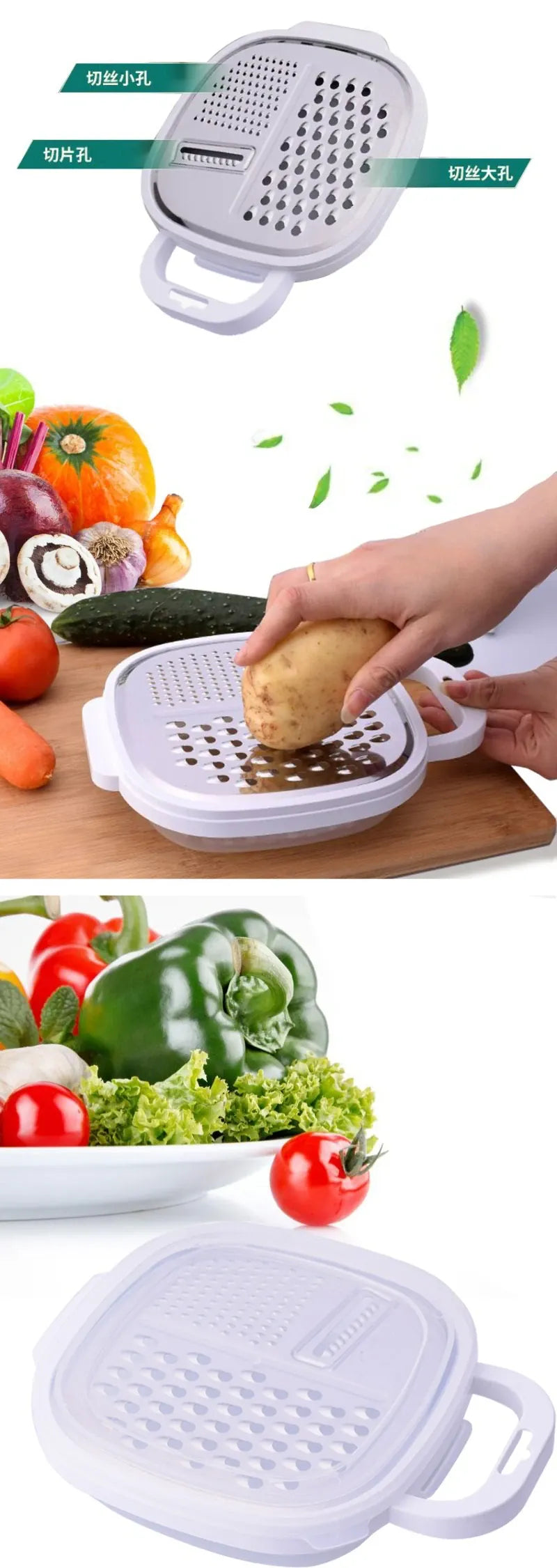 Mandoline 4-en-1 Plastique Râpe Légumes et Fromage avec Etui rape