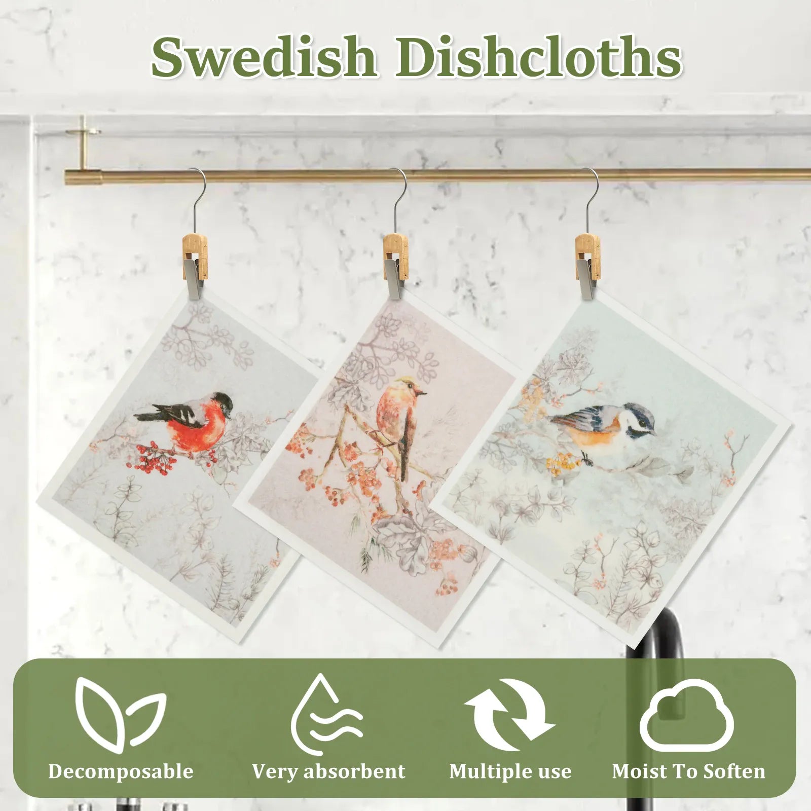 Torchons en Coton Cellulosique Absorbants - Lot de 6 Pièces