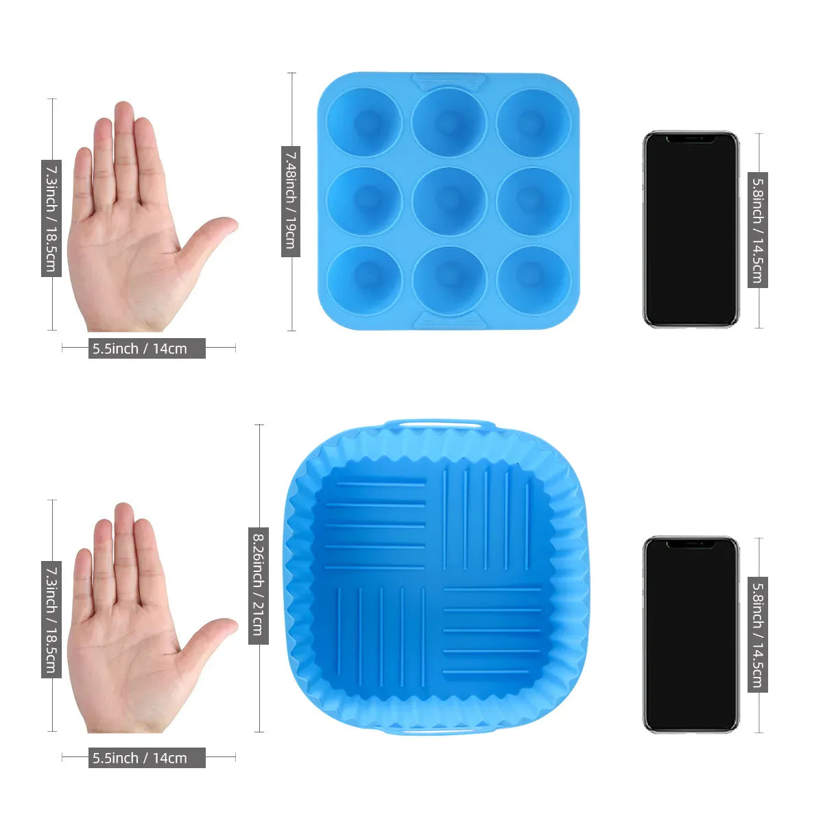 Moules Silicone Air Fryer Réutilisables Lot de 2 Pièces Carrés Air Fryer