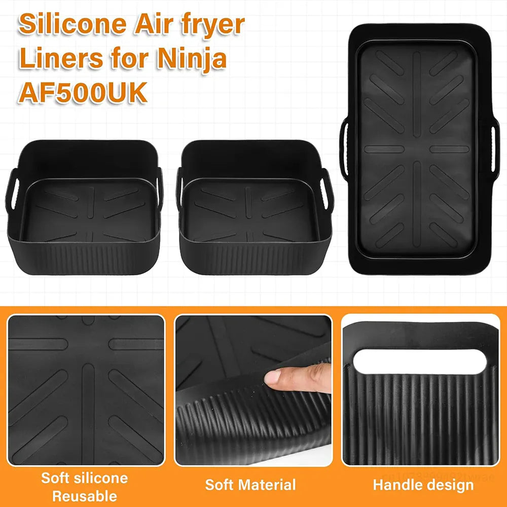 Moule Silicone Réutilisable Air Fryer Lot de 3 Rectangulaires 52L Air Fryer