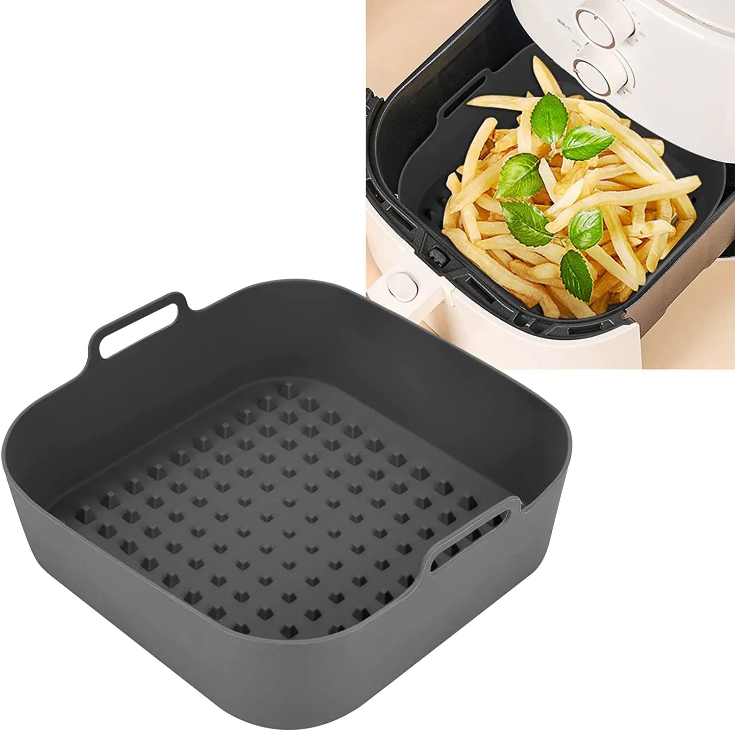 Moule Silicone Air Fryer Réutilisable Carré - Facile à Nettoyer Air Fryer