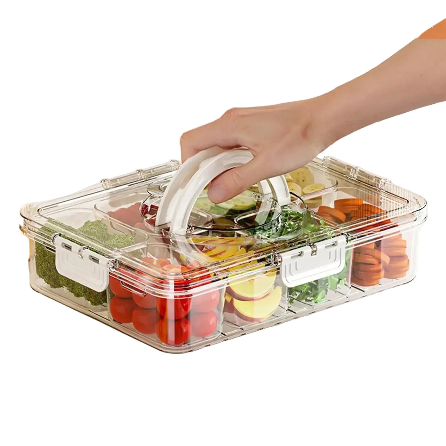 Plateau de Service Divisé avec Couvercle et Poignée | Rangement Frigo