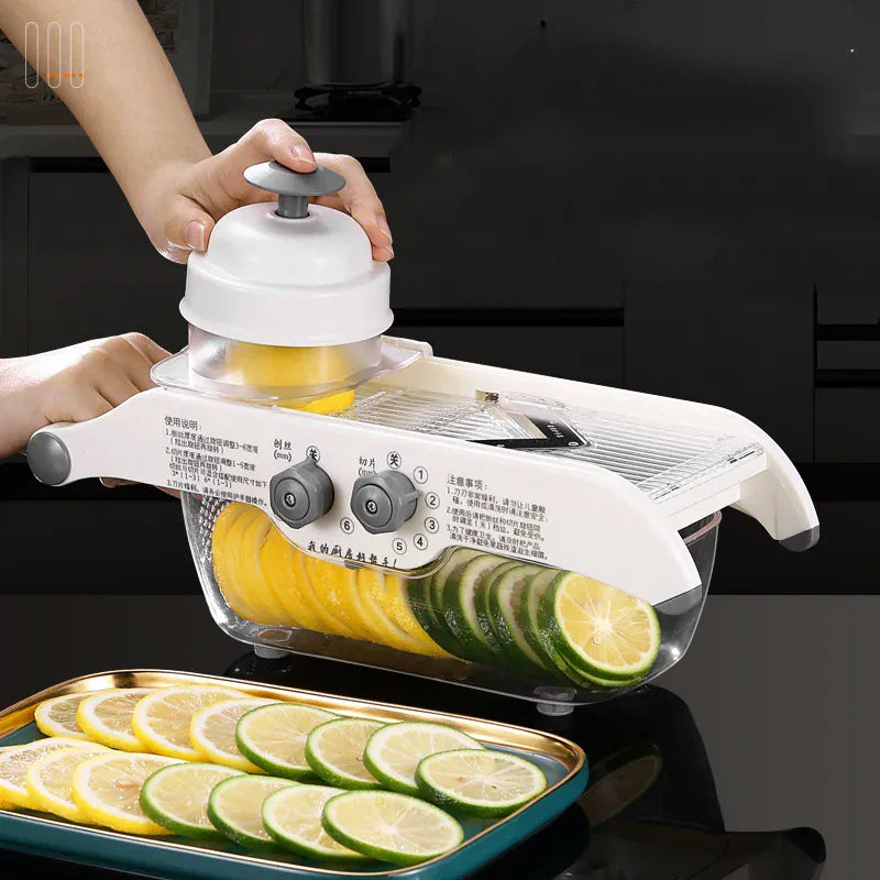 Mandoline Réglable Multifonctionnelle avec Panier - Coupe Légumes et Fruits Mandoline
