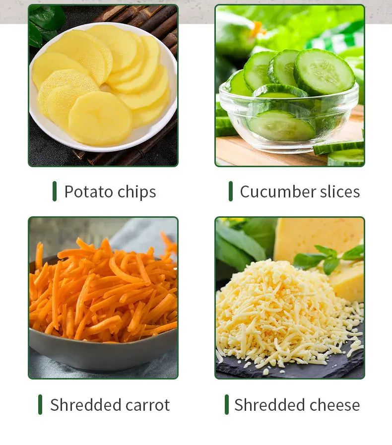 Coupe-légumes électrique 5-en-1 avec râpe à fromage et multiples lames pour carottes pommes de terre et concombres Coupe Légumes