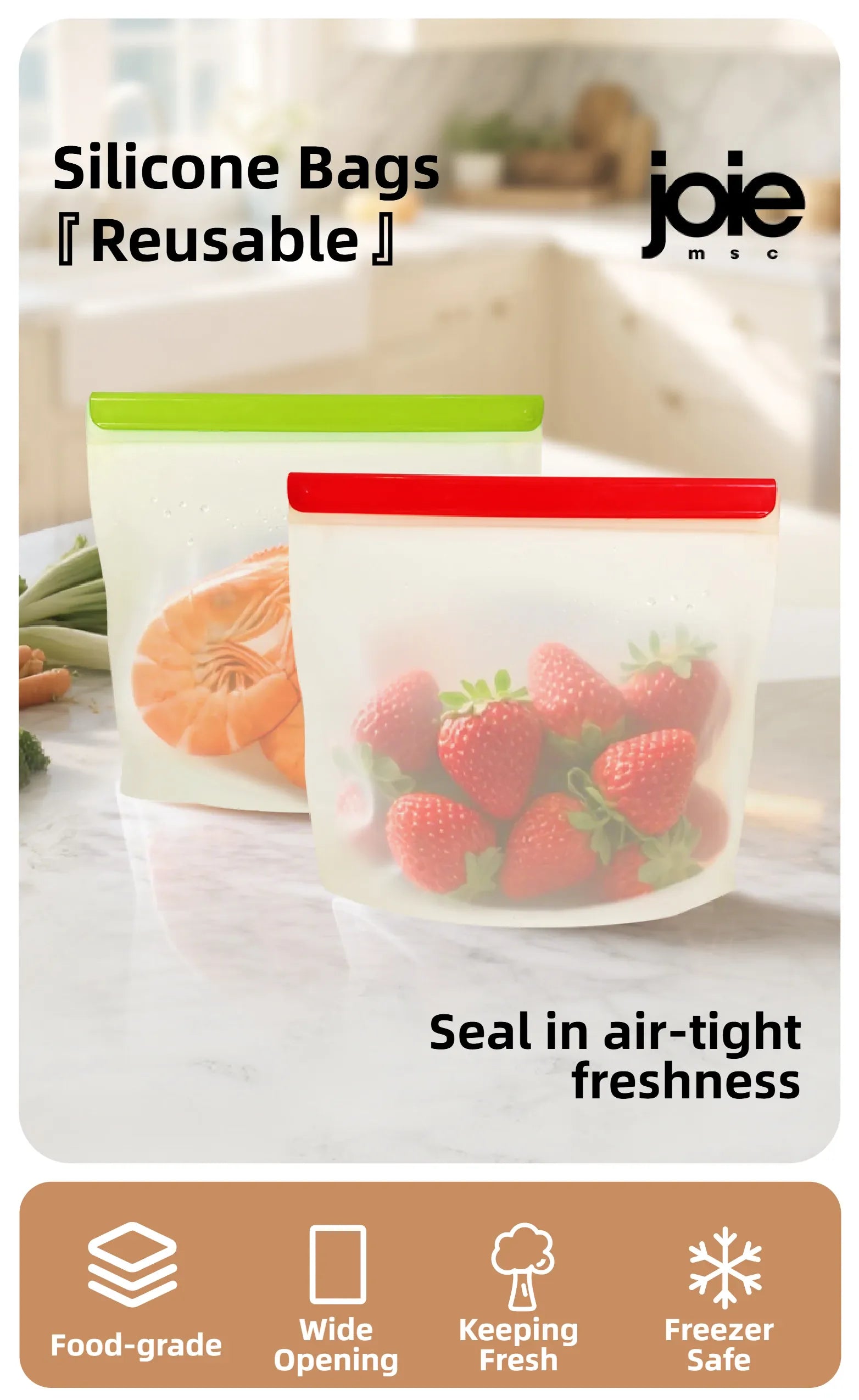Sachets Silicone Réutilisables Hermétiques - Lot de 2 Pièces