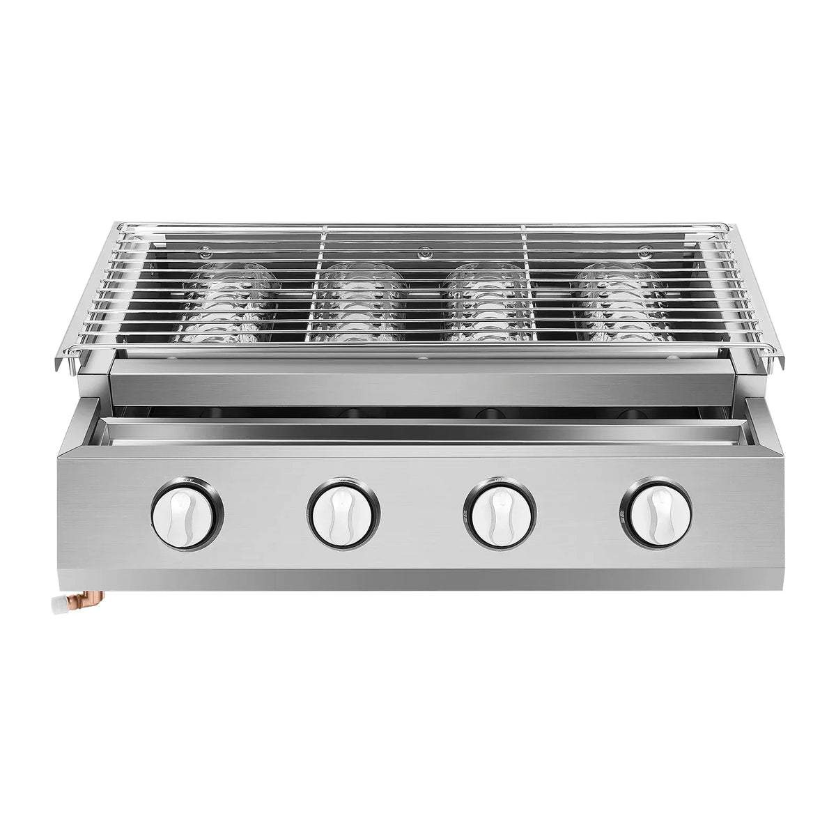 Plancha Gaz 4 Brûleurs Inox – Barbecue de Table Sans Fumée, Grille Amovible (GPL)