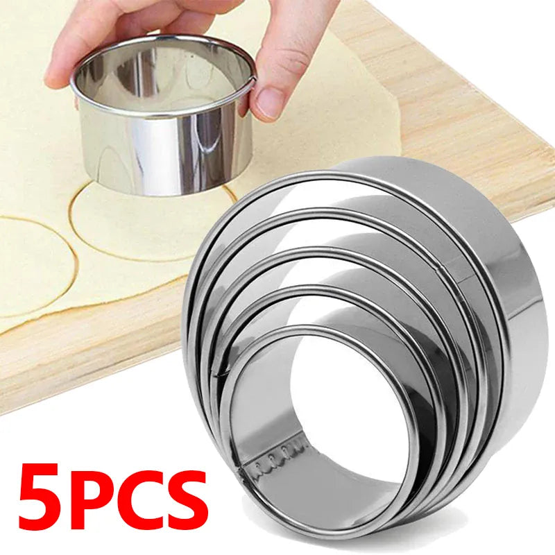 Ronds à Pâtisserie en Acier Inoxydable - Set de 5 Pièces pour Biscuits emportepieces