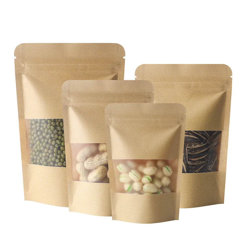 Sachets Kraft à Fenêtre Transparentes - Lot de 200 Pièces