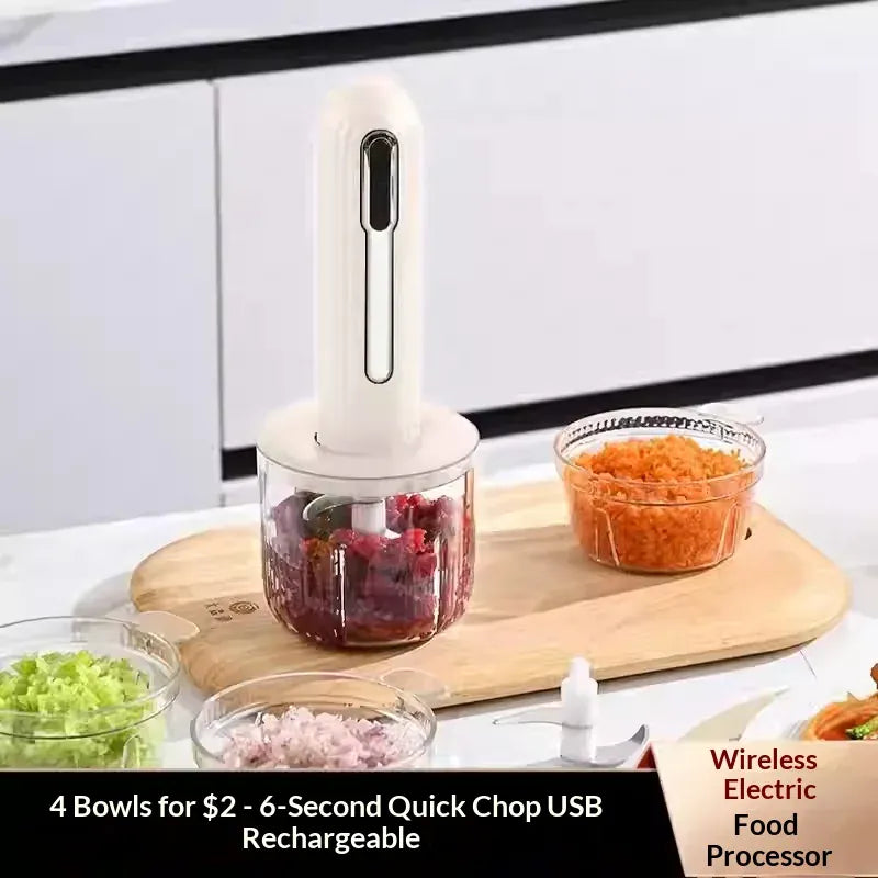 Hachoir Électrique Sans Fil 30 W USB — 1 Grand Bol 400 ml + 3 Petits Bols 200 ml hachoir electrique