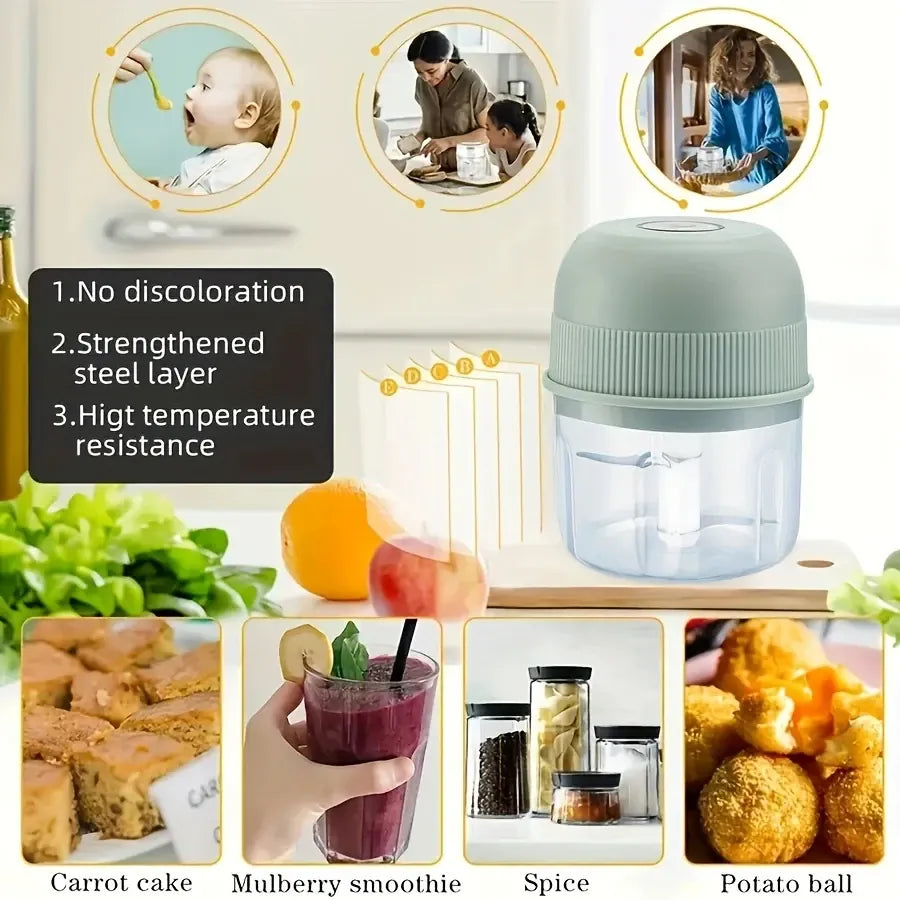 Mini Hachoir Électrique Sans Fil 260 ml — Ail, Légumes, Viande mini hachoir
