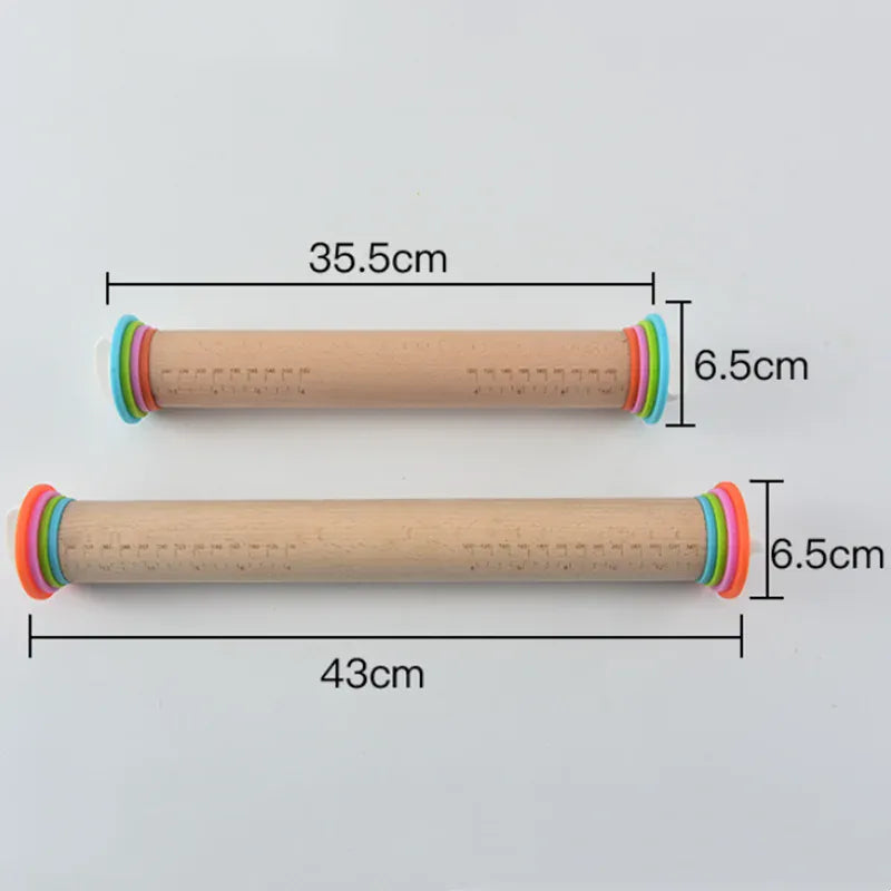 Rouleau à pâtisserie réglable en bois avec anneaux interchangeables rouleaupatisserie