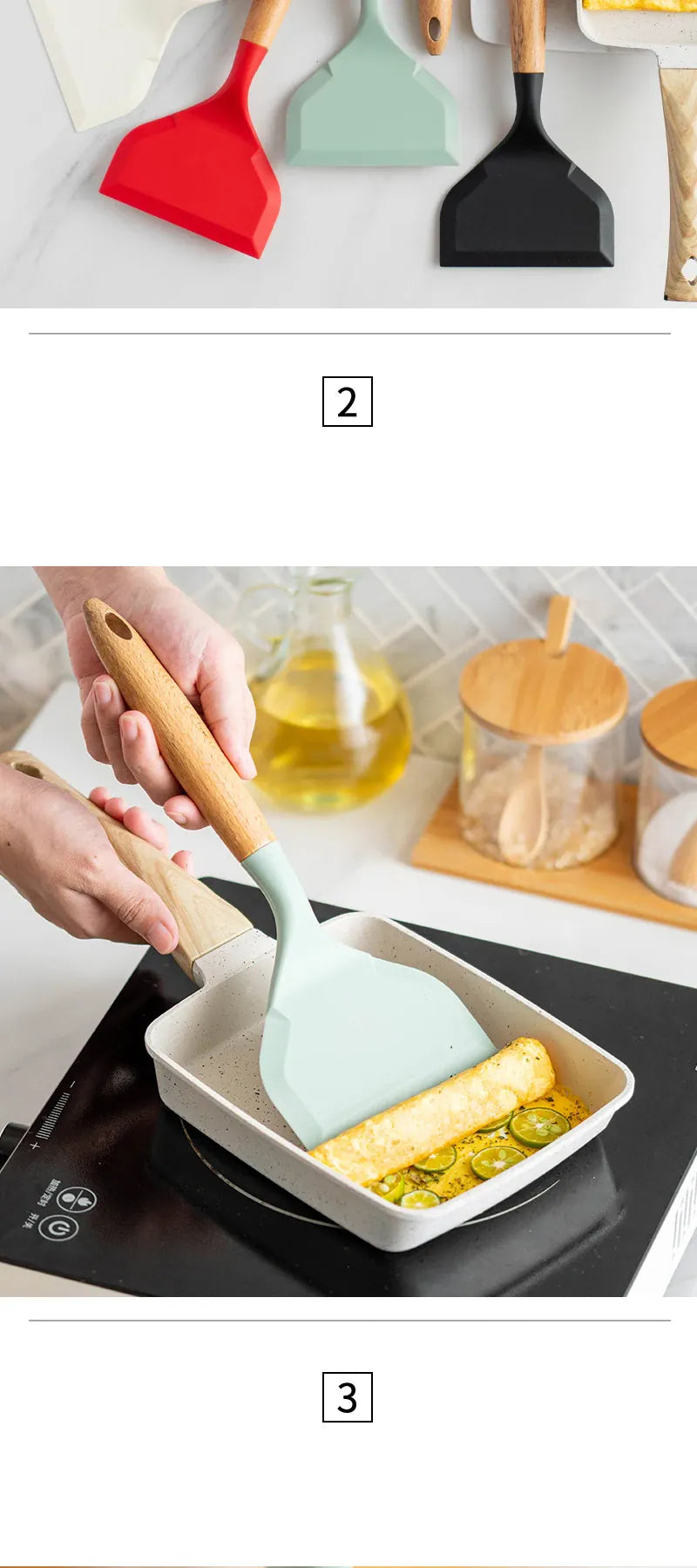 Spatule Silicone Large Résistante à la Chaleur pour Crêpes et Omelettes spatule en silicone