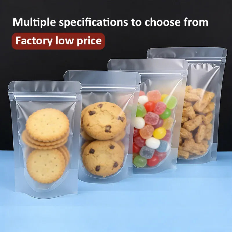 Sachets Zip Alimentaires Matinés - Lot de 100 Pièces Resealable