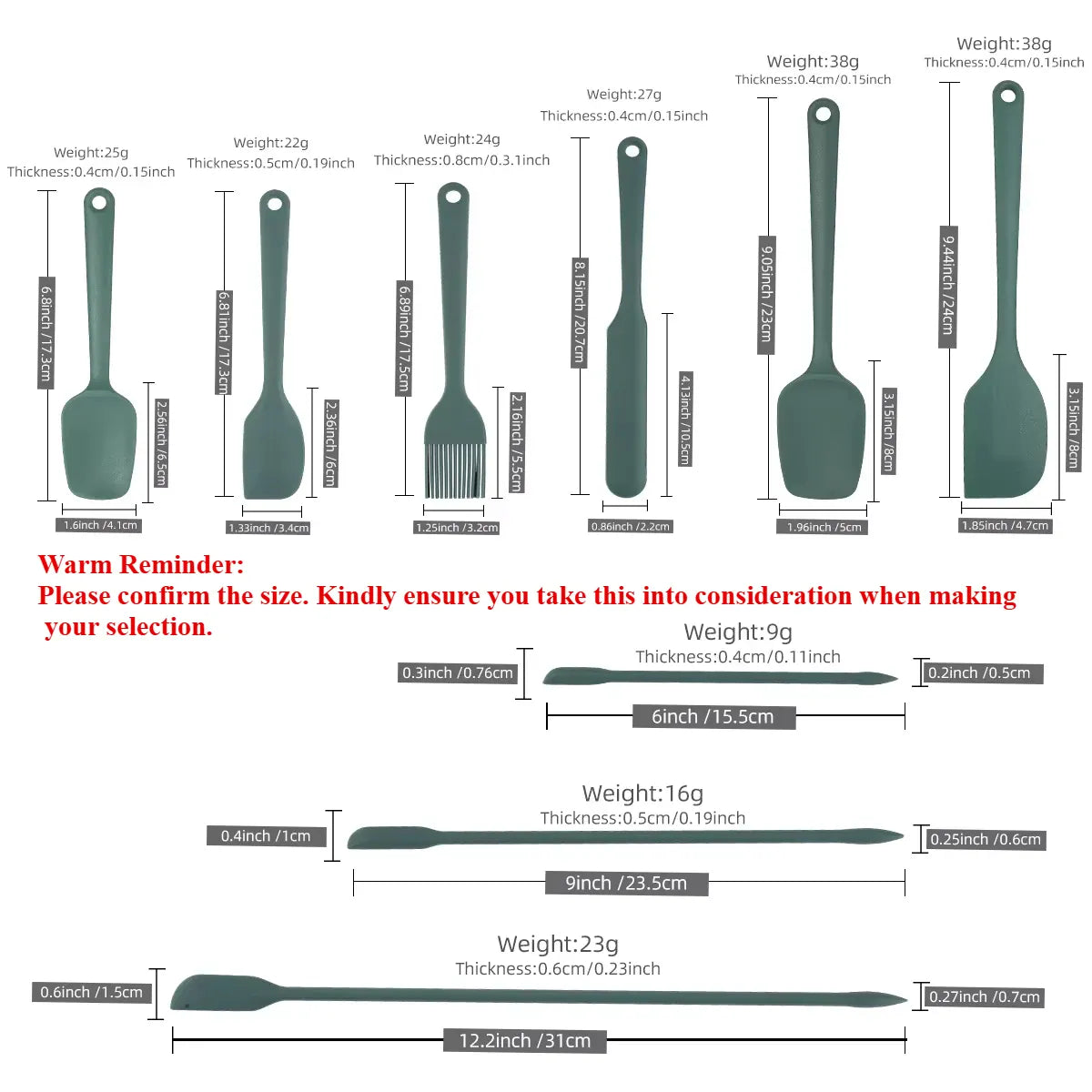 Set Ustensiles Silicone 6/9 Pieces Résistants Chaleur pour Pâtisserie spatule en silicone