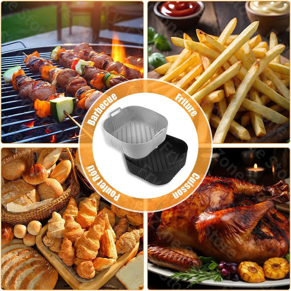 Moule Silicone Air Fryer Réutilisable Carré 23 cm pour 62L Air Fryer