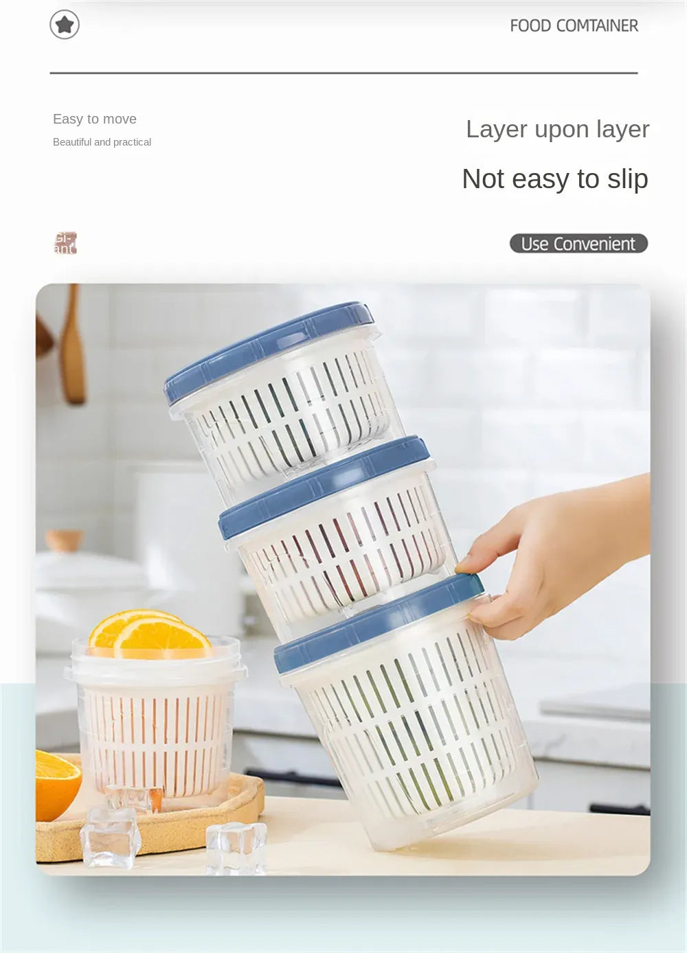 Boîte de Rangement Frigo Hermétique 700ml avec Grille Égouttoir