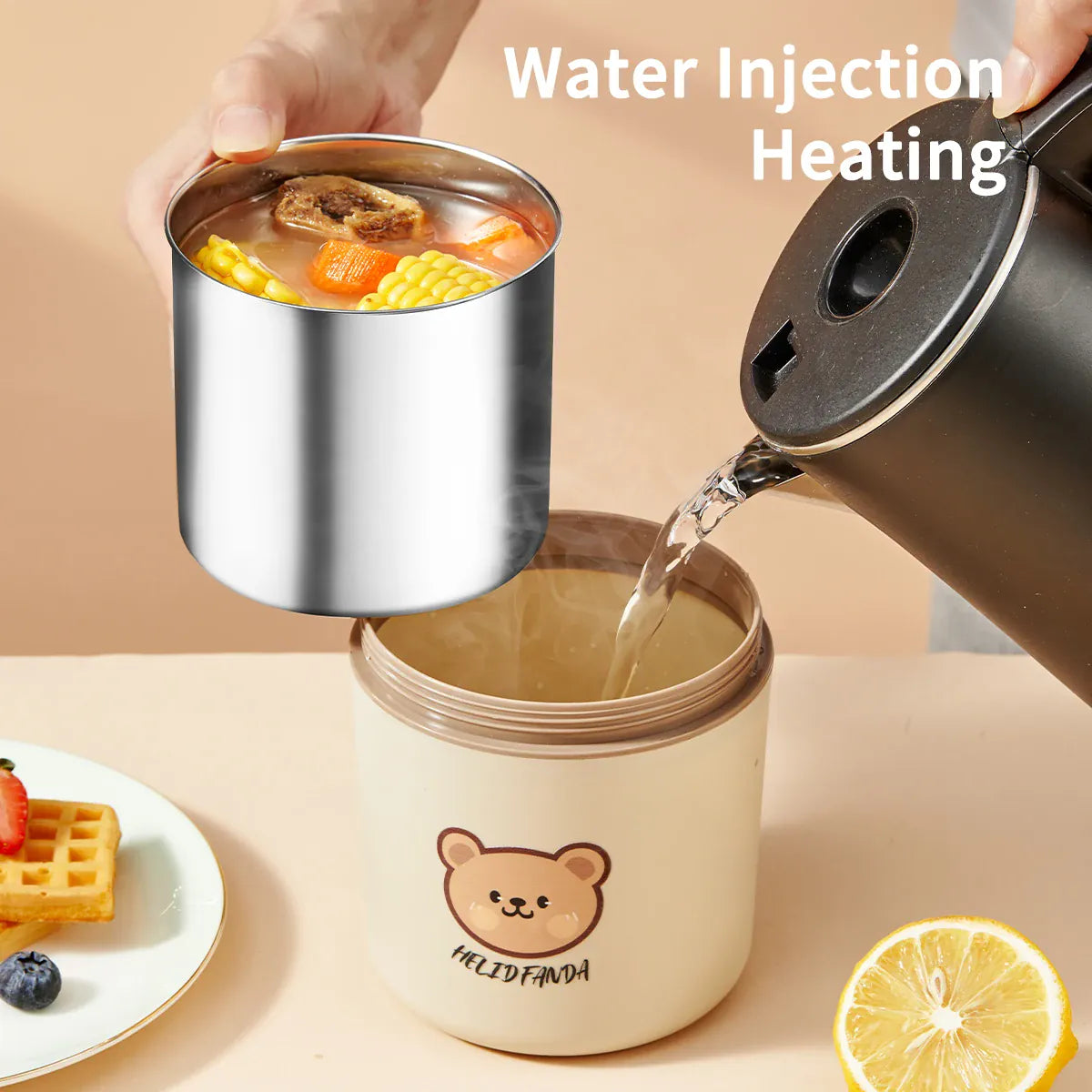 Ensemble de 4 Lunchbox cylindriques isothermes pour enfants (2 litres) Lunchbox